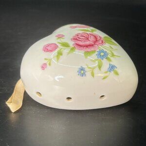 Vintage Heart Ceramic Sachet - Pink Rose Floral Hanging Air Freshener